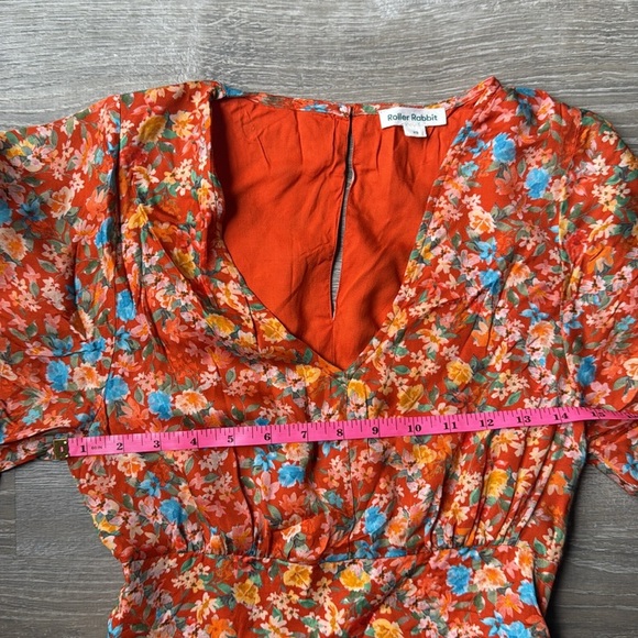 Roller Rabbit Vado Cecilia Dress Fit and Flare Orange Floral Small - Picture 10 of 13